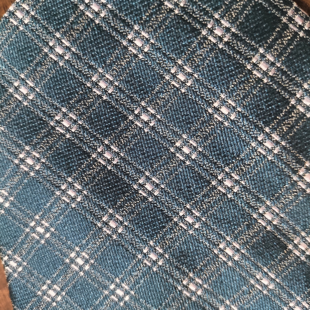 John Varvatos Teal Plaid Pocket Square